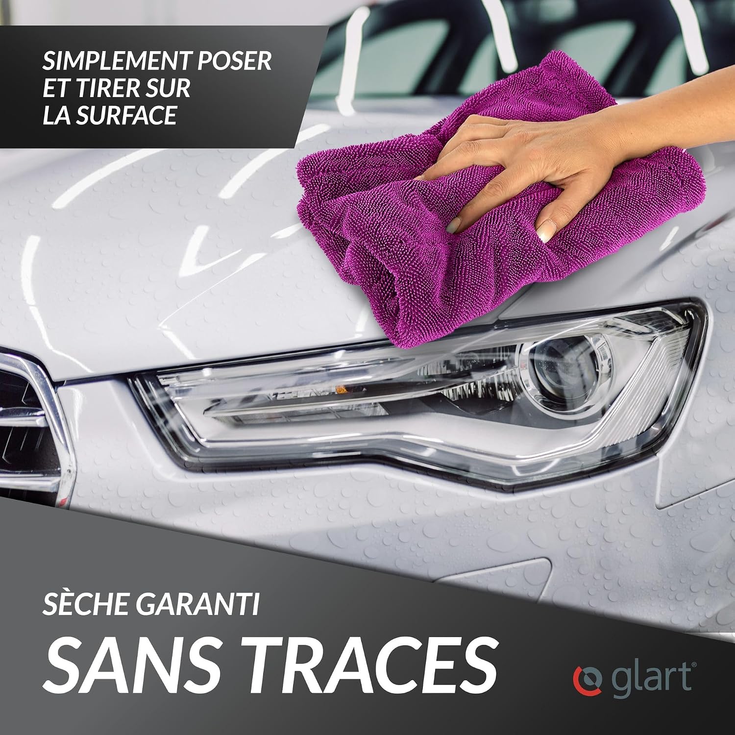 Detalle 2 de Glart 44TW6P Twist: Serviette de Séchage Auto XXL (60x40 cm) en Microfibre ultrabsorbante