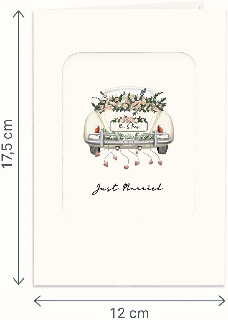 Detalle de papercrush® Pop-Up Karte Hochzeit „Just Married“ mit 3D-Effekt fürs Hochzeitsauto