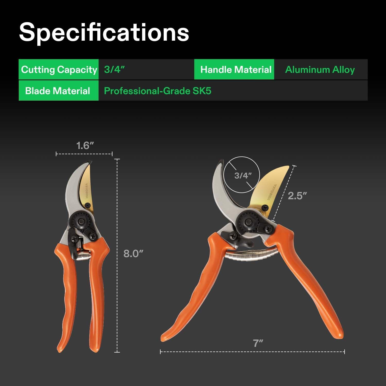 Thumbnail 1 de VIVOSUN Sécateur à lame franche de 20,3 cm — coupe nette jusqu’à 1,9 cm