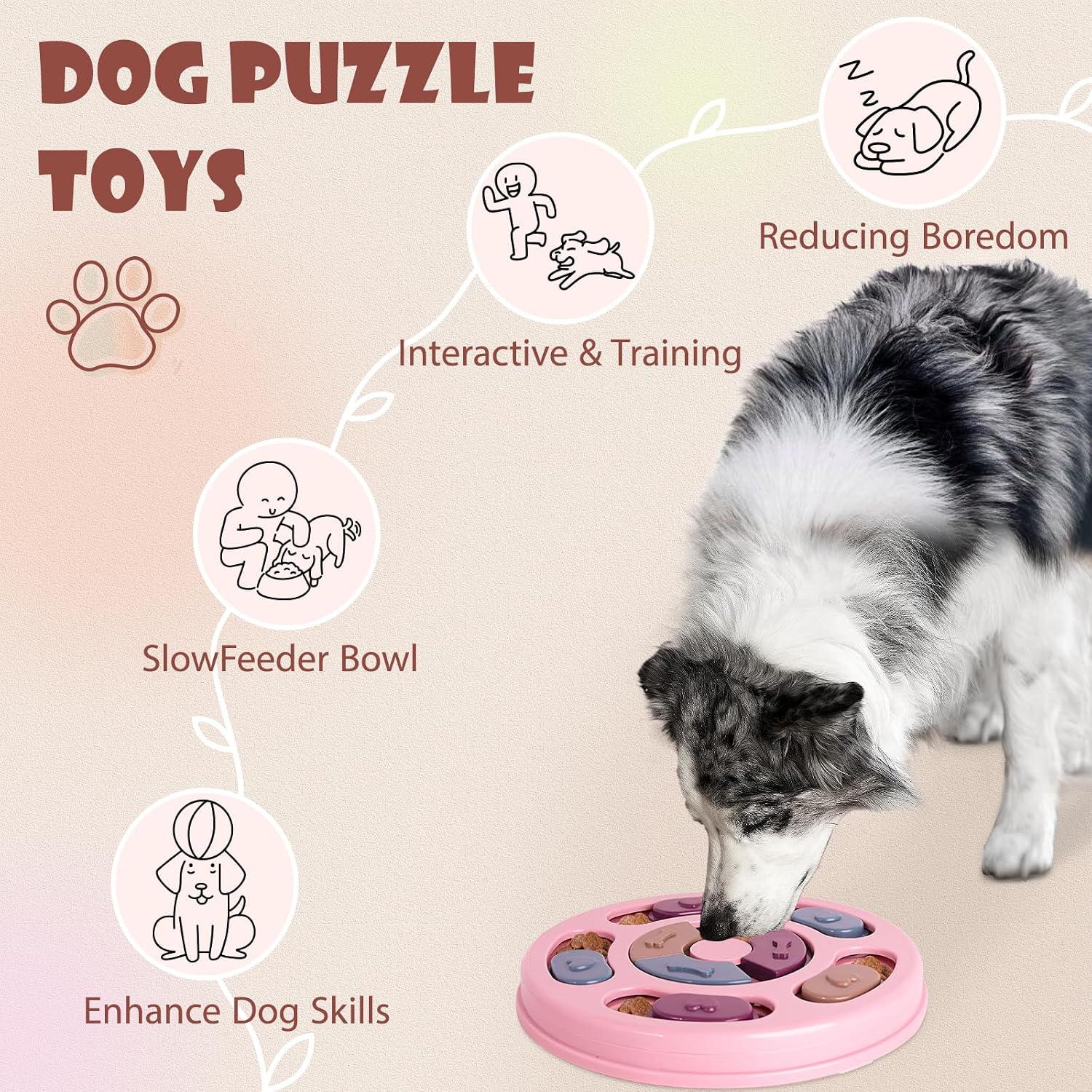 Thumbnail 1 de TRIGRAND Giocattolo intelligente per cani con puzzle e alimentazione lenta (rosa)