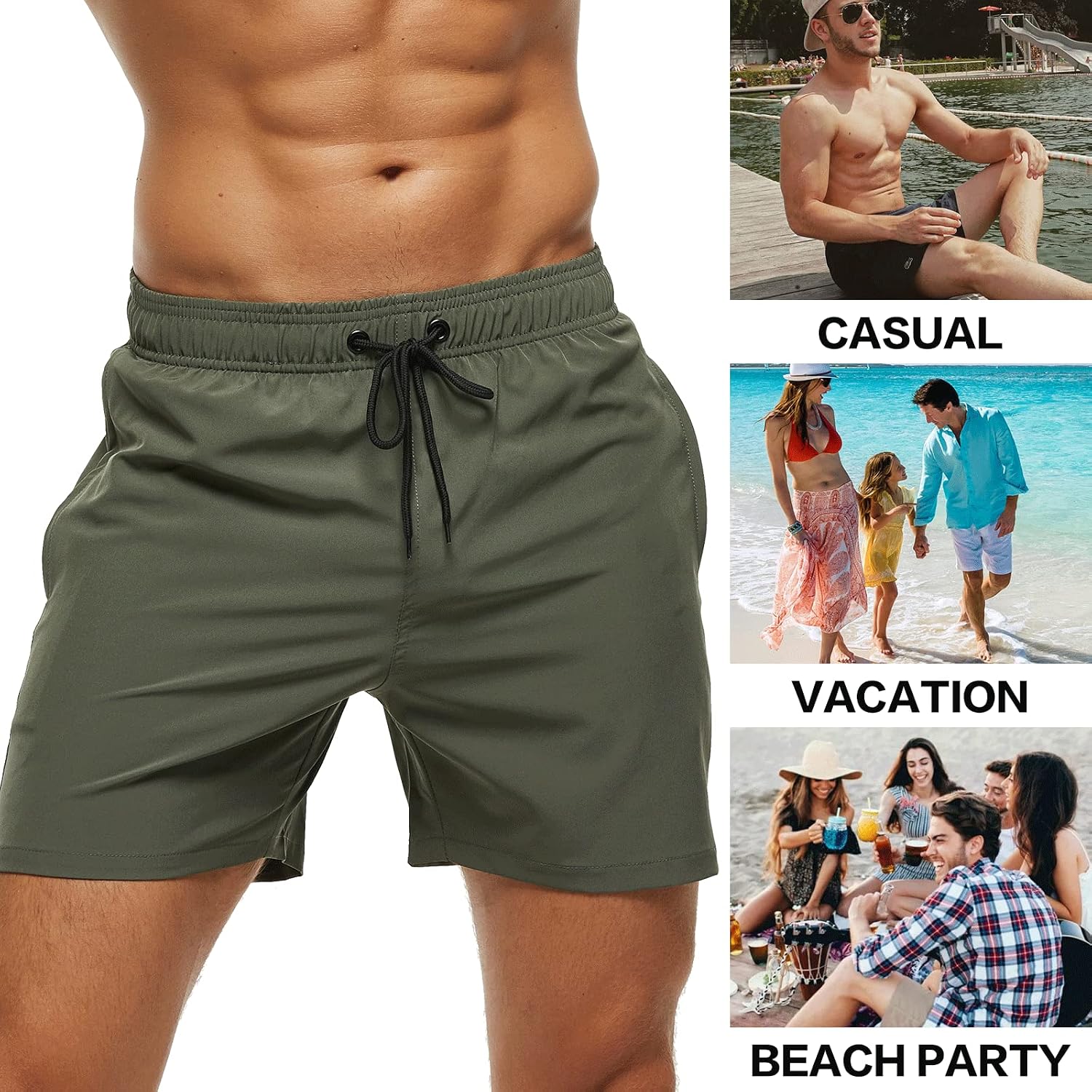 Thumbnail 5 de Aisprts Men's Swimming Shorts: Water-Repellent, Quick-Dry Trunks with Zipper Pockets