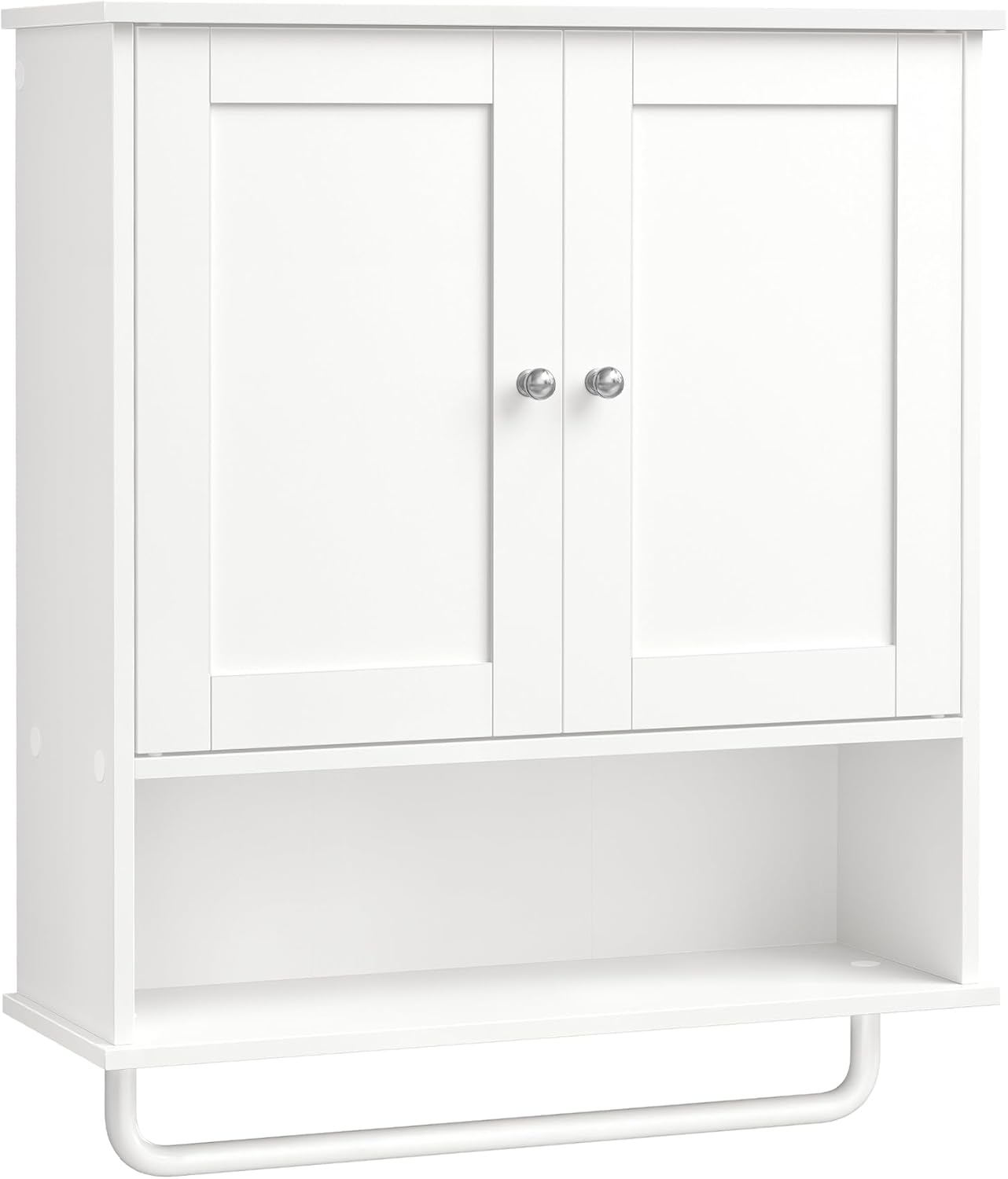 Detalle de VASAGLE SIREN Collezione: Mobile da Bagno Sospeso con Bar Porta-Asciugamani, Armadietto a Parete 56 cm, Bianco Nuvola BBK149WB01