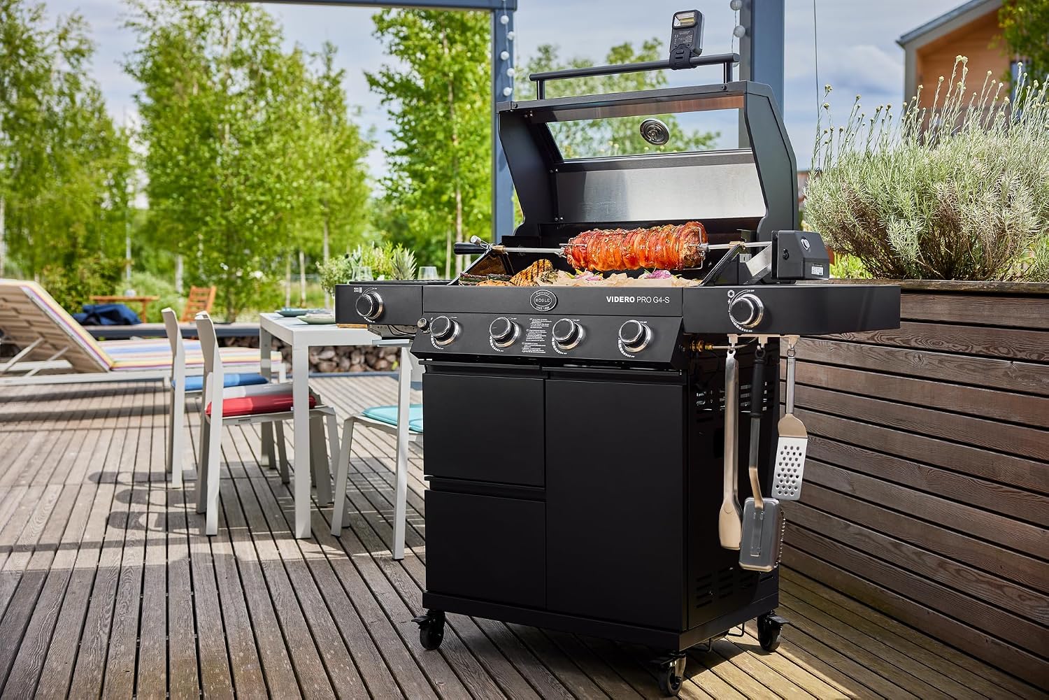 Thumbnail 2 de RÖSLE ALLFLAME Drehspieß für Grill – Edelstahl 6-Kant-Spieß bis 10 kg mit Motor, Netz- oder Batteriebetrieb
