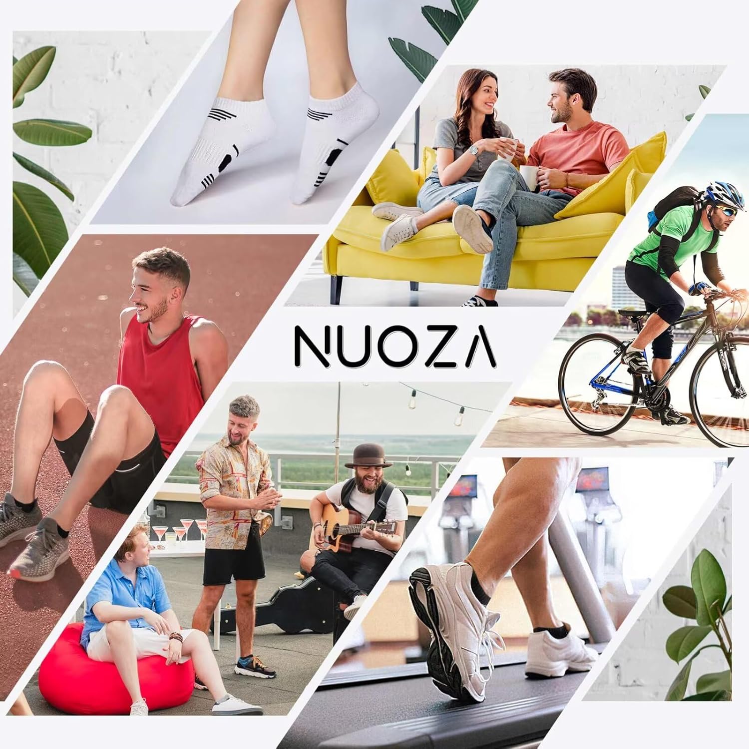 Detalle de NUOZA Sneaker Socken 10 Paar – Baumwolle, atmungsaktiv, für Herren und Damen (Größen 35–50)