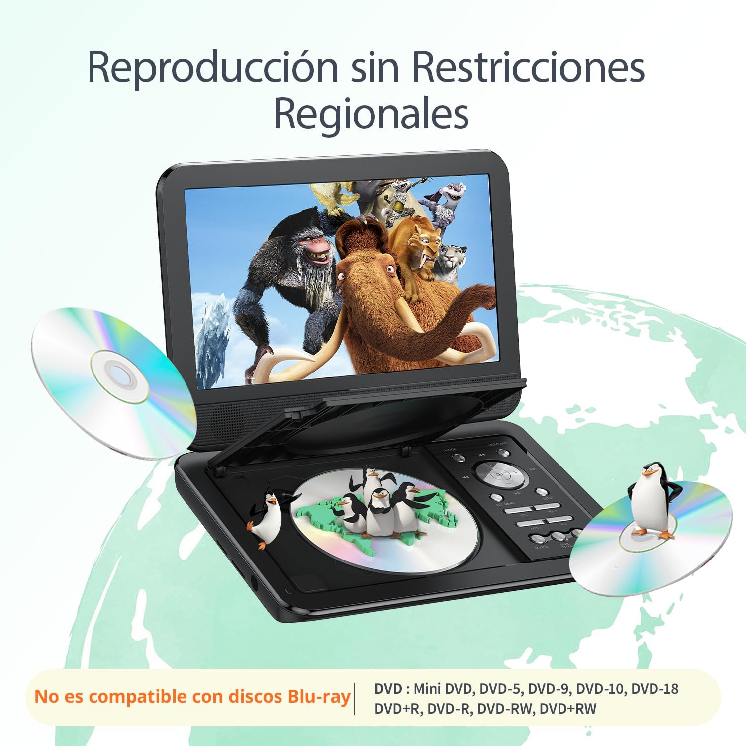 Thumbnail 2 de YOTON Reproductor DVD portátil 12,5