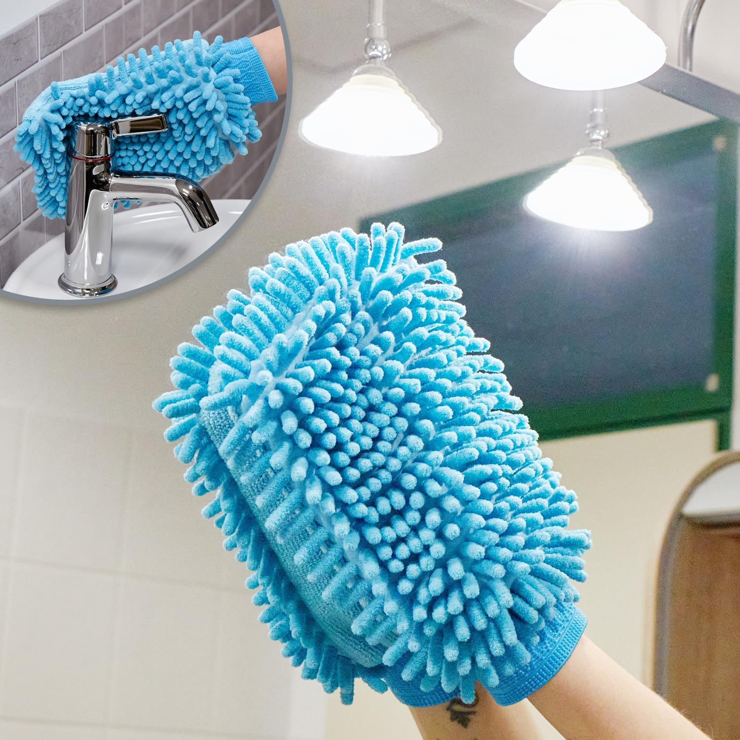 Thumbnail 5 de com-four® 6-teiliges Autopflege-Set mit Microfasertuch & Autowaschhandschuh (blau)