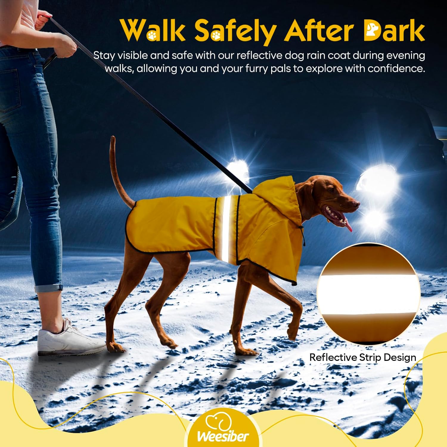 Detalle de Weesiber Waterproof Dog Coat with Hood, Reflective Rain Jacket for Small Dogs