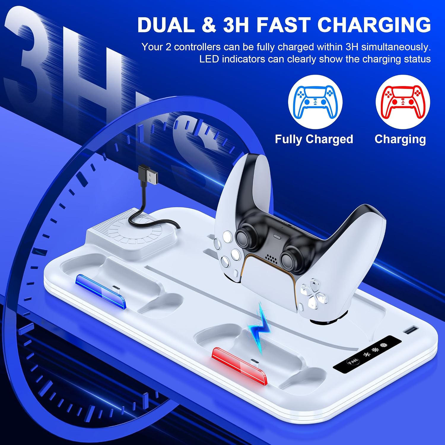 Detalle 1 de HEYLICOOL PS5 Slim Stand and Cooling Station