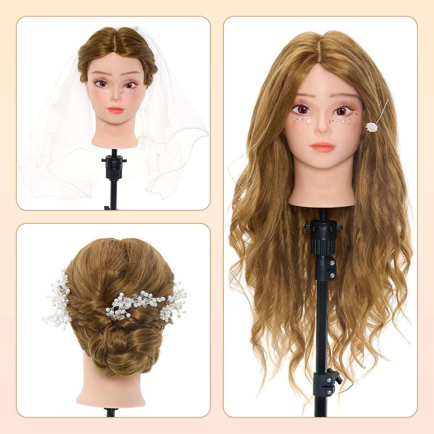 Thumbnail 6 de Neverland 24 Zoll Frisierkopf mit 50% Echthaar – Übungskopf für Friseurschüler und Hobby-Styler