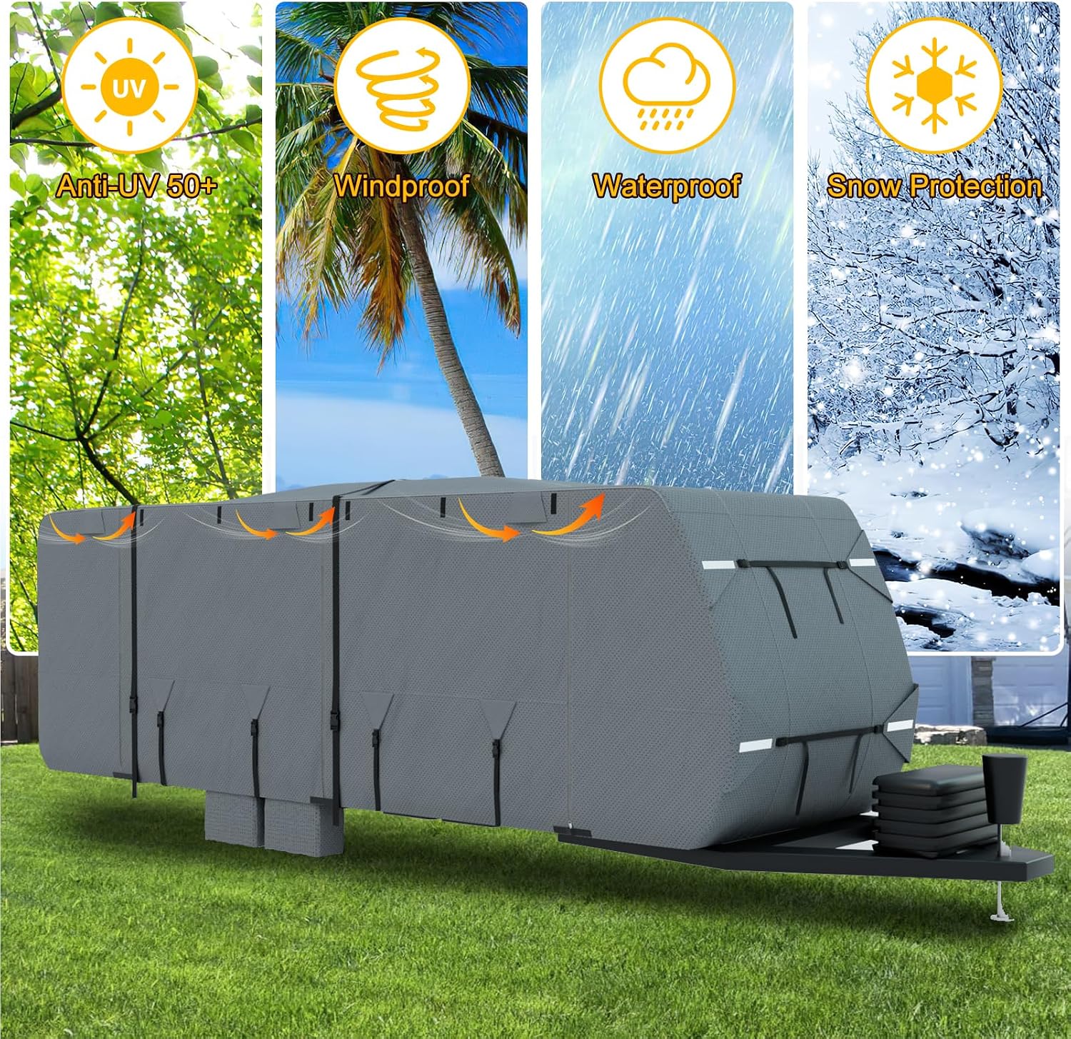 Thumbnail 6 de Mofeez Travel Trailer RV Cover: Extra-Thick 7-Layer 35'–38' Windproof & Waterproof with Accessories