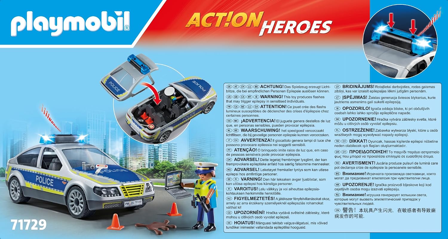 Detalle de PLAYMOBIL City Action Polizei Streifenwagen 71729 – Mit Polizei-Figur und Blaulicht