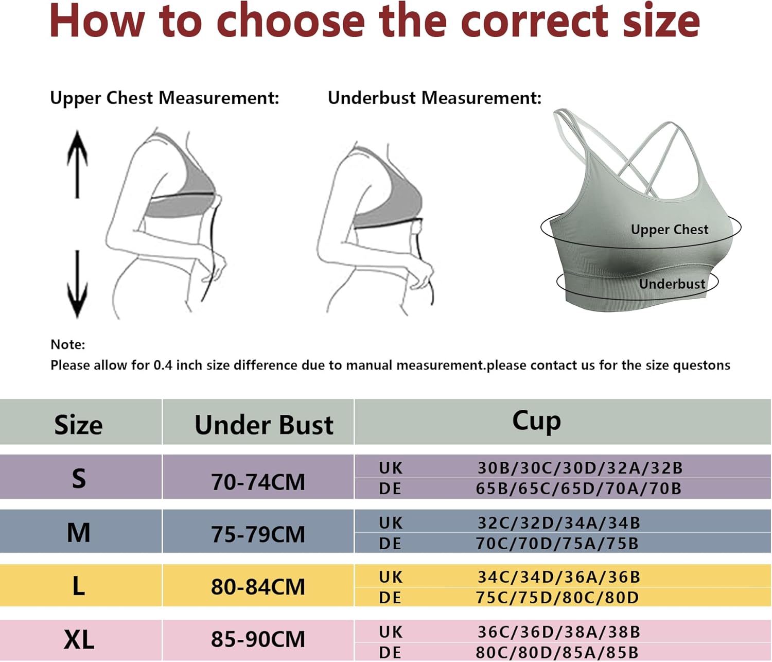 Thumbnail 5 de Sykooria Femme Soutien-Gorge Sport sans Armature avec coussinets amovibles – S à XL
