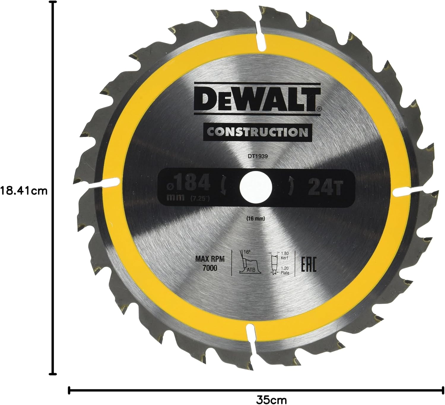 Thumbnail 1 de DEWALT DT1939-QZ lama circolare per seghe portatili (184 x 16 mm, 24 denti)
