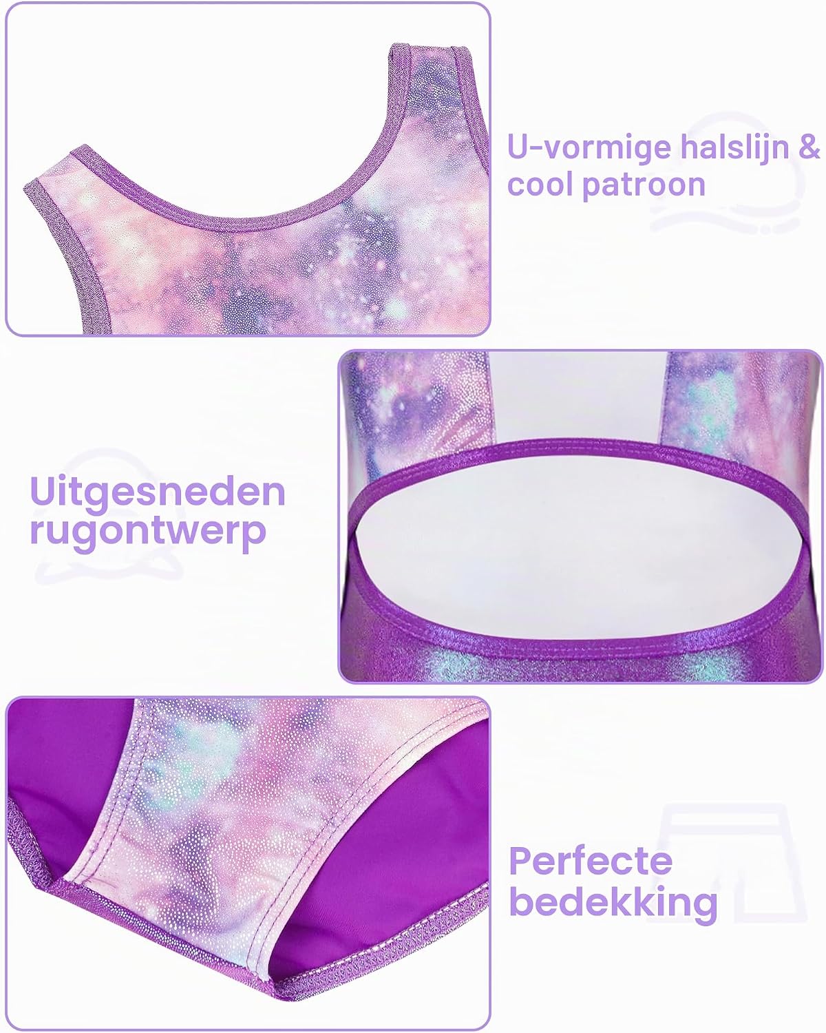 Detalle 2 de JiAmy turnpakje voor meisjes met broekje, gekruiste rug, 3-delige outfit