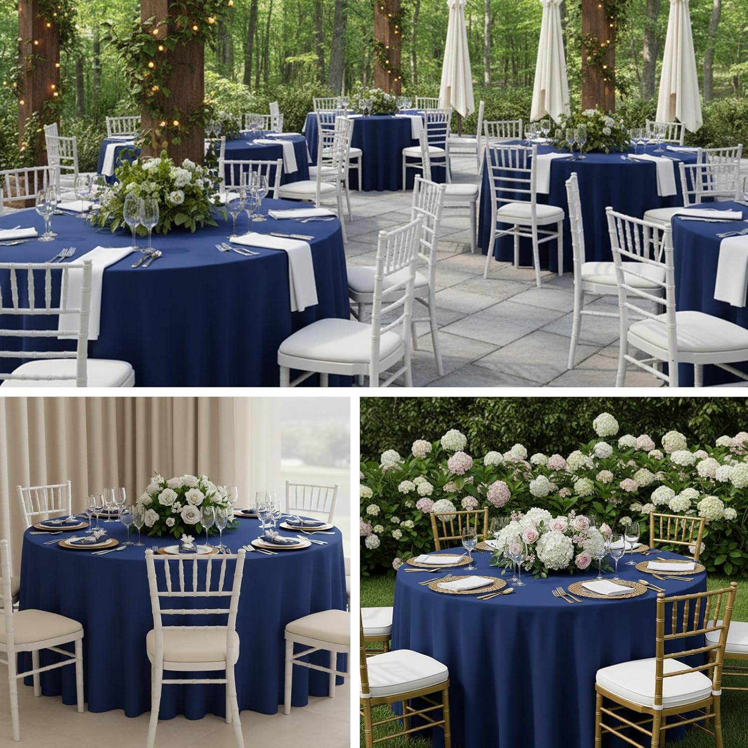 Thumbnail 6 de Fixwal 120 Inch Navy Blue Round Tablecloth, 6 Pack