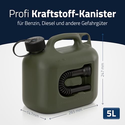 Detalle de Hünersdorff Kraftstoff-Kanister PROFI 5L – UN-zugelassen, made in Germany, oliv