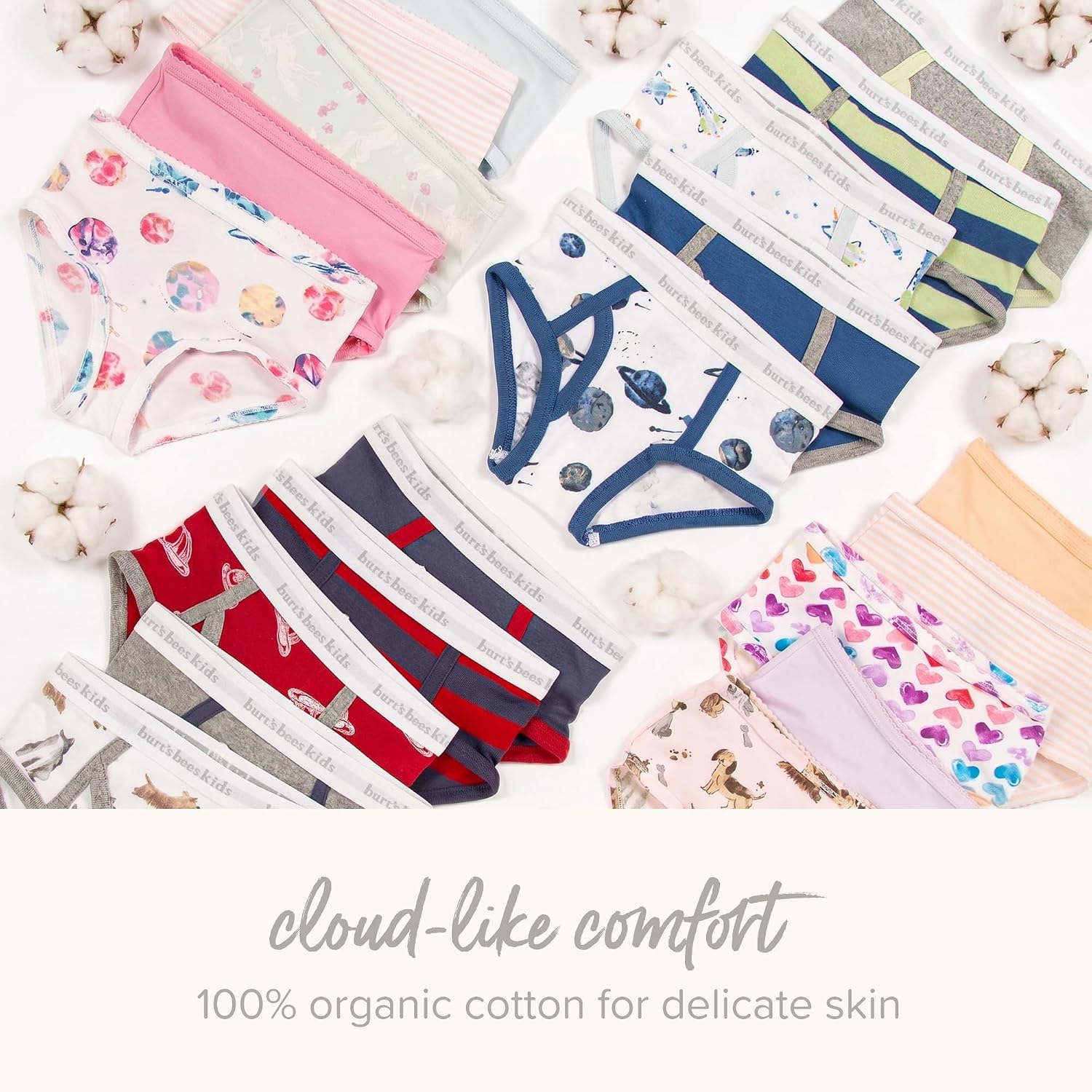 Detalle de Burt's Bees Baby Toddler Girls' Underwear Set of 5 (2T–8 Years) – Solids, Stripes, Prints