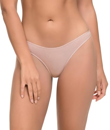 Detalle 2 de Channo Tangas de Algodón para Mujer, Pack de 6 (Visón, S/M) — Comodidad y Liso Bajo Cualquier Prenda