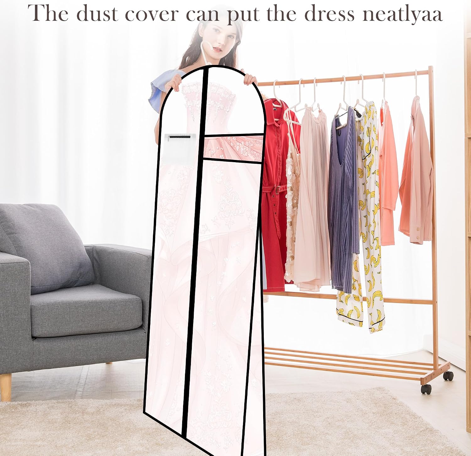 Thumbnail 6 de AiQInu Borsa Porta Abiti Lungo 180x60 cm – Custodia antipolvere pieghevole con finestra PVC