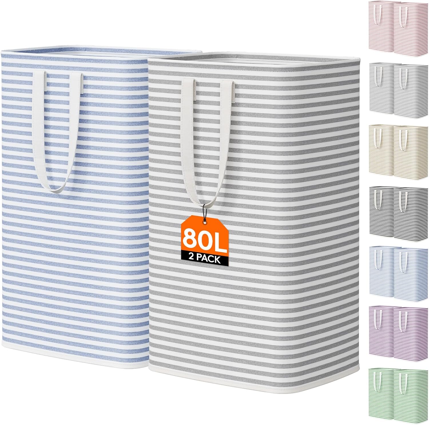 Detalle de Lifewit LF230066 Laundry Baskets, Foldable Waterproof Polyester, 80L, Set of 2