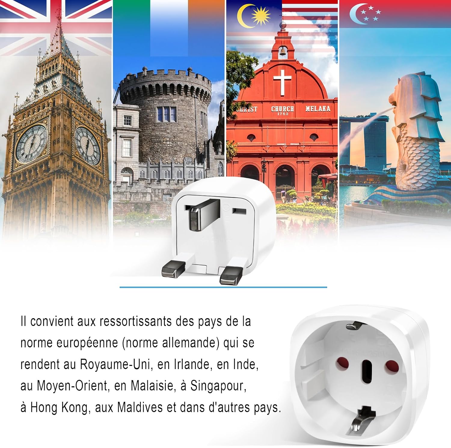 Thumbnail 3 de Adaptateur de Voyage Europe vers Type G – 2 pièces, vutizal