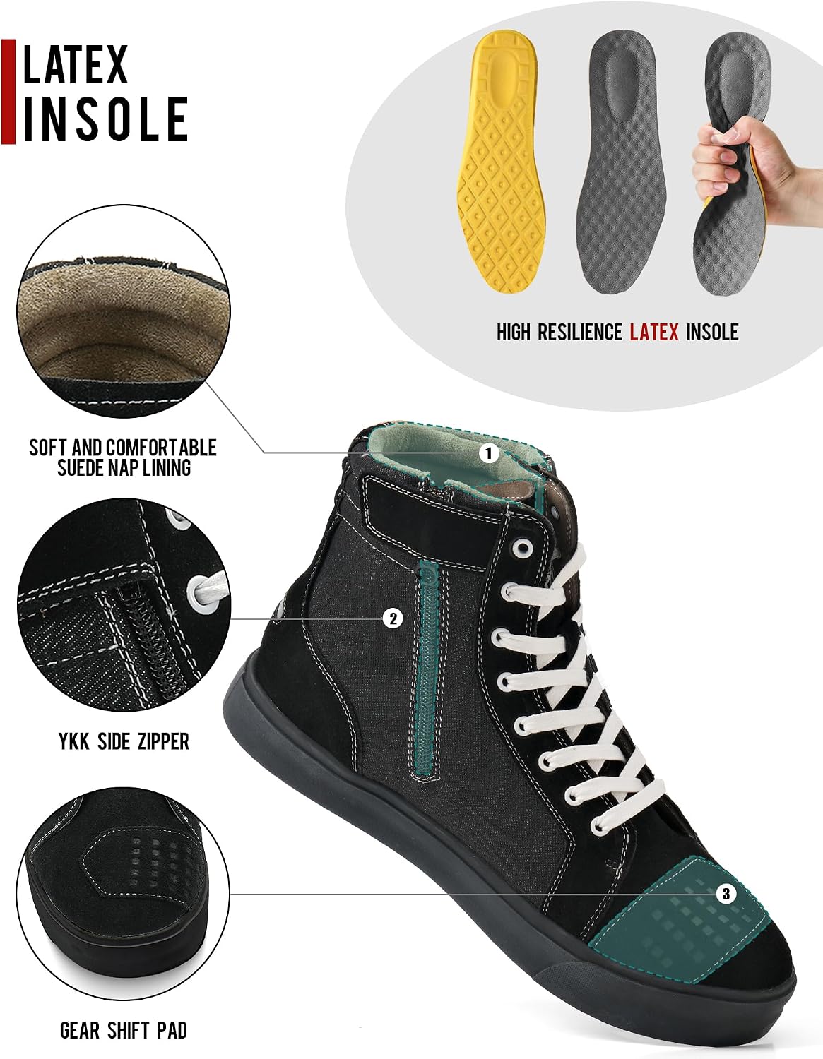 Thumbnail 2 de IRON JIA'S Bottes de moto homme street casual, antidérapantes et respirantes avec fermeture éclair latérale