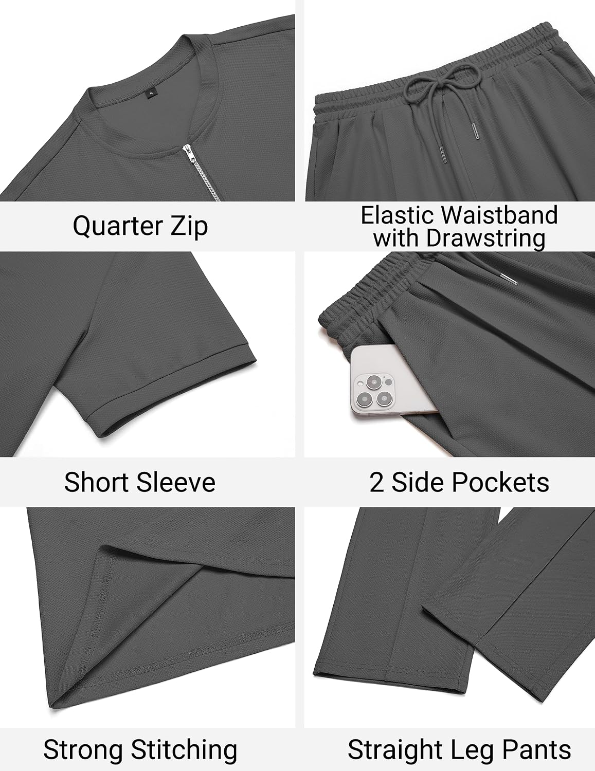 Thumbnail 5 de COOFANDY Men's Two-Piece Tracksuit, Quarter-Zip