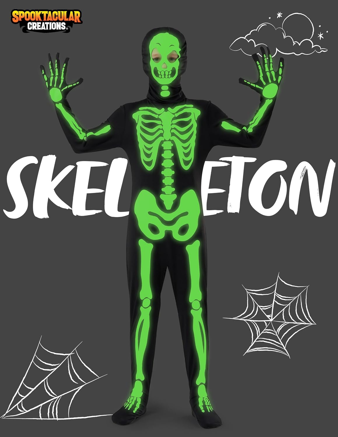 Detalle 2 de Spooktacular Creations Kids' Skeleton Costume, Polyester