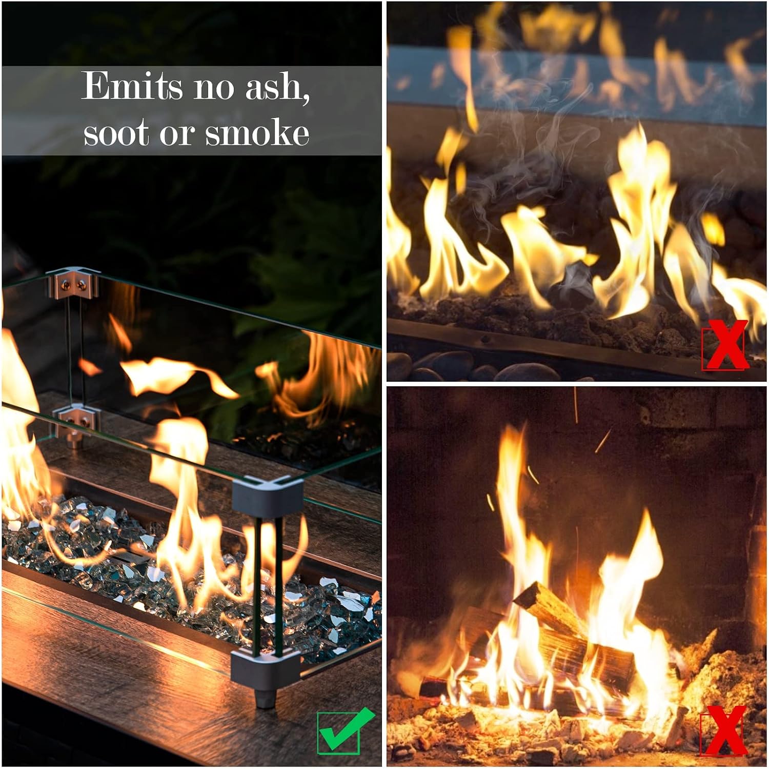 Detalle 2 de GASPRO fire glass Blue -20IB, 20 lb Reflective Fire Pit Glass, 1/2-Inch Caribbean Blue