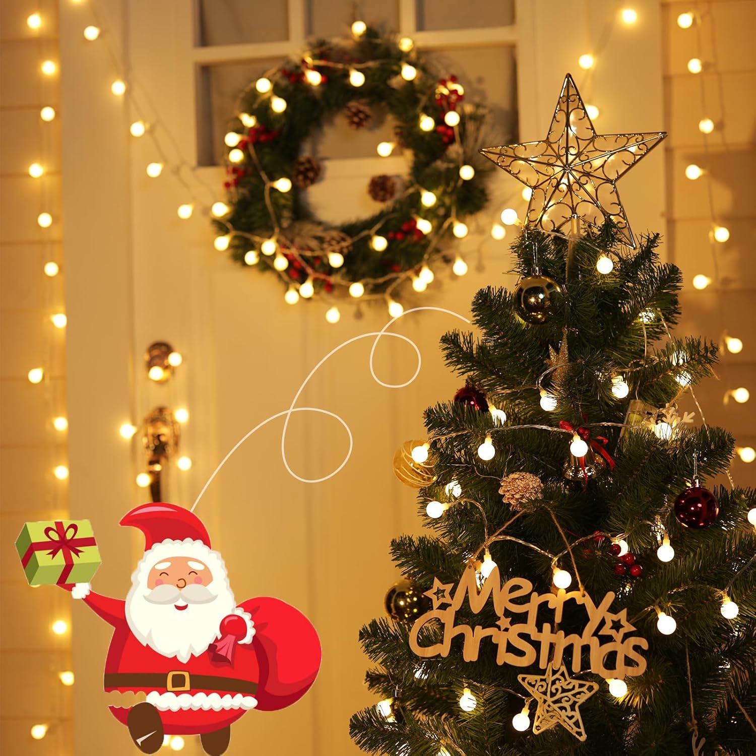 Thumbnail 5 de Minetom 100-Remote 33 ft LED Globe String Lights, Warm White with Remote