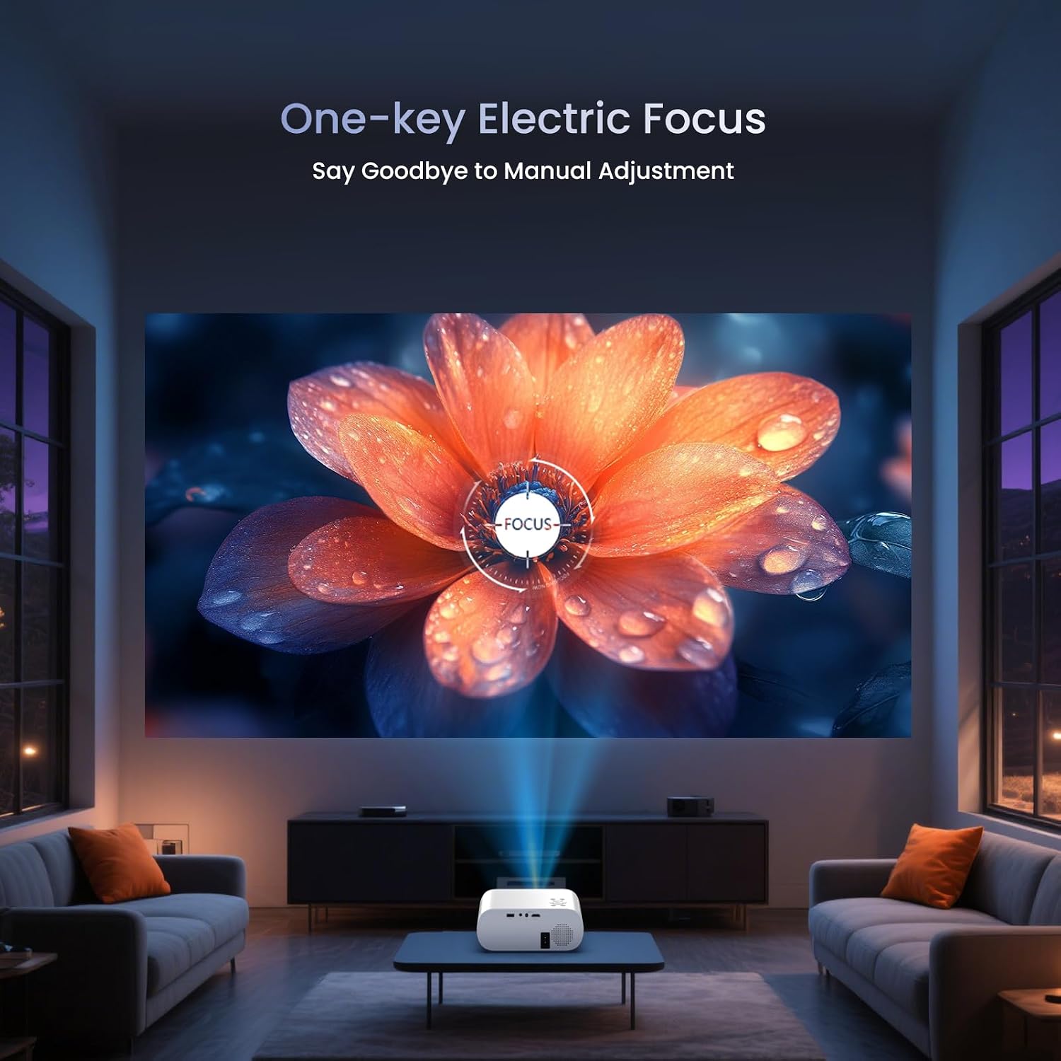 Detalle 2 de HOMPOW Projector Native 1080P Bluetooth 9500 lm