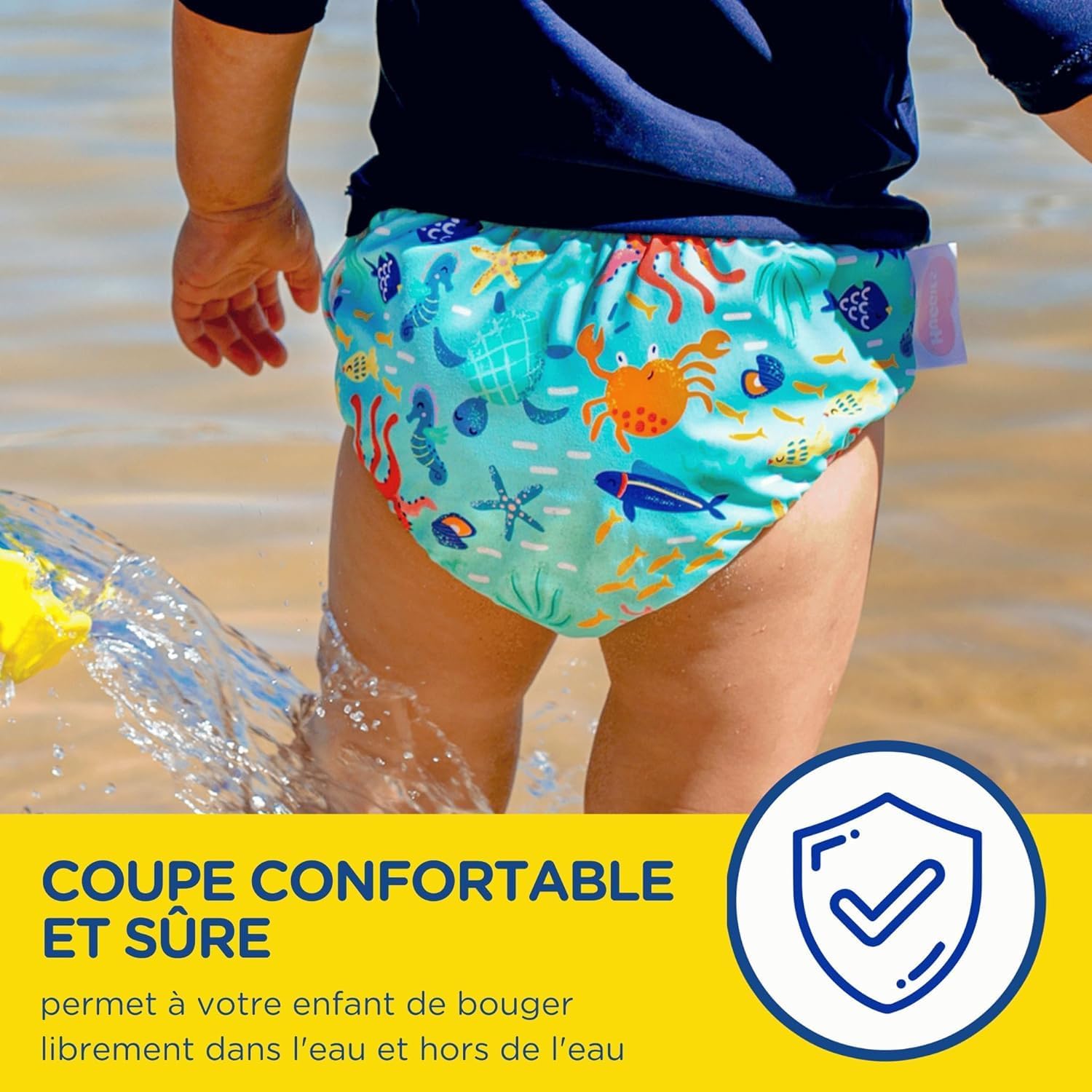 Detalle de HUGGIES Little Swimmers – Couches de bain réutilisables taille L (13 kg et +), 1 culotte, protection anti-fuite