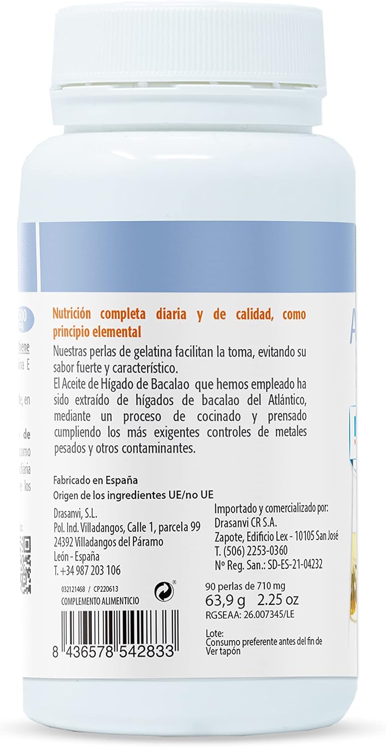 Detalle 1 de DRASANVI NUTRABASICS 90 perlas Aceite de hígado