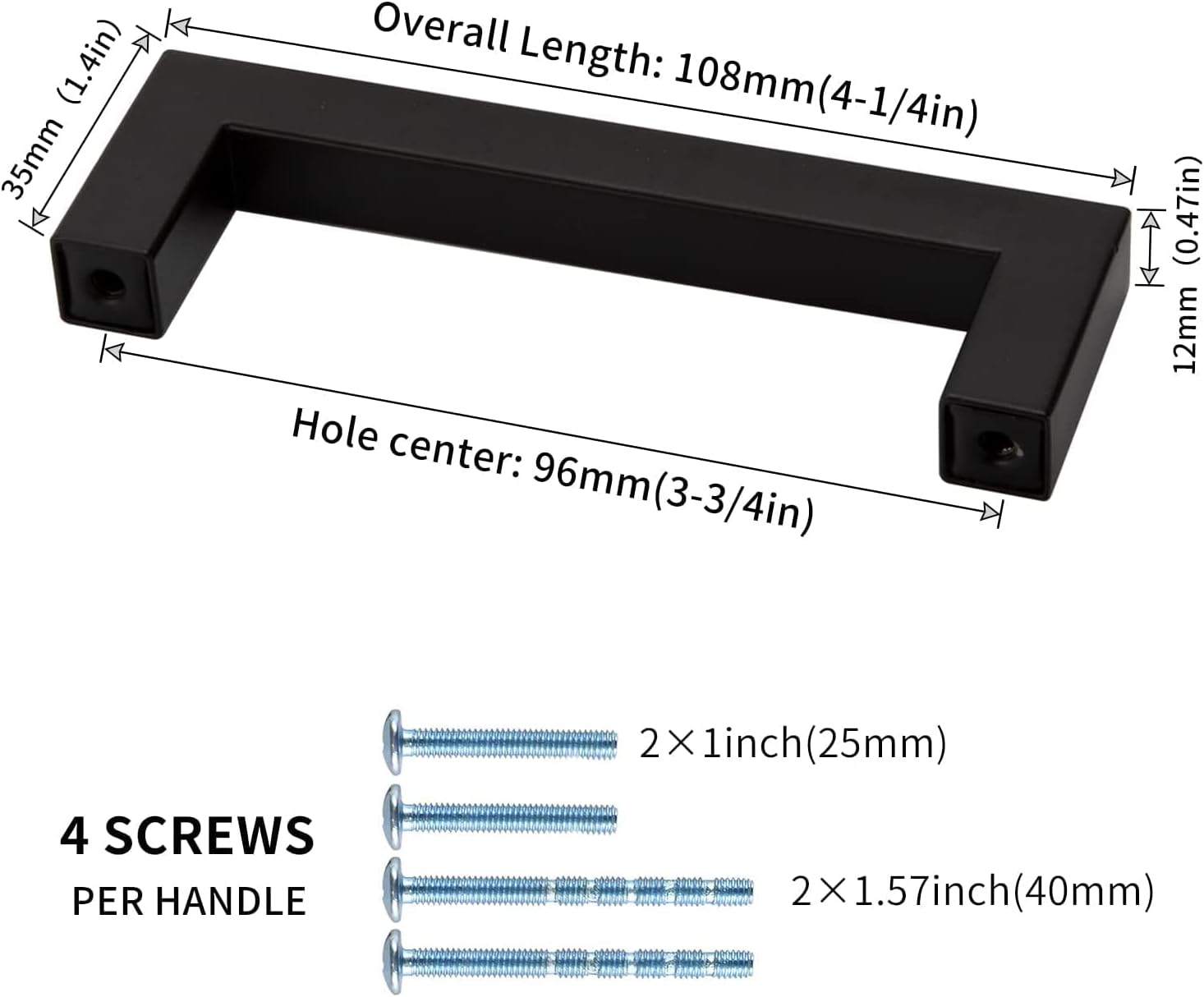 Thumbnail 1 de LONTAN Schrankgriffe Schwarz – 10 Stück, 96 mm Lochmitte, Edelstahl-Hohlprofil
