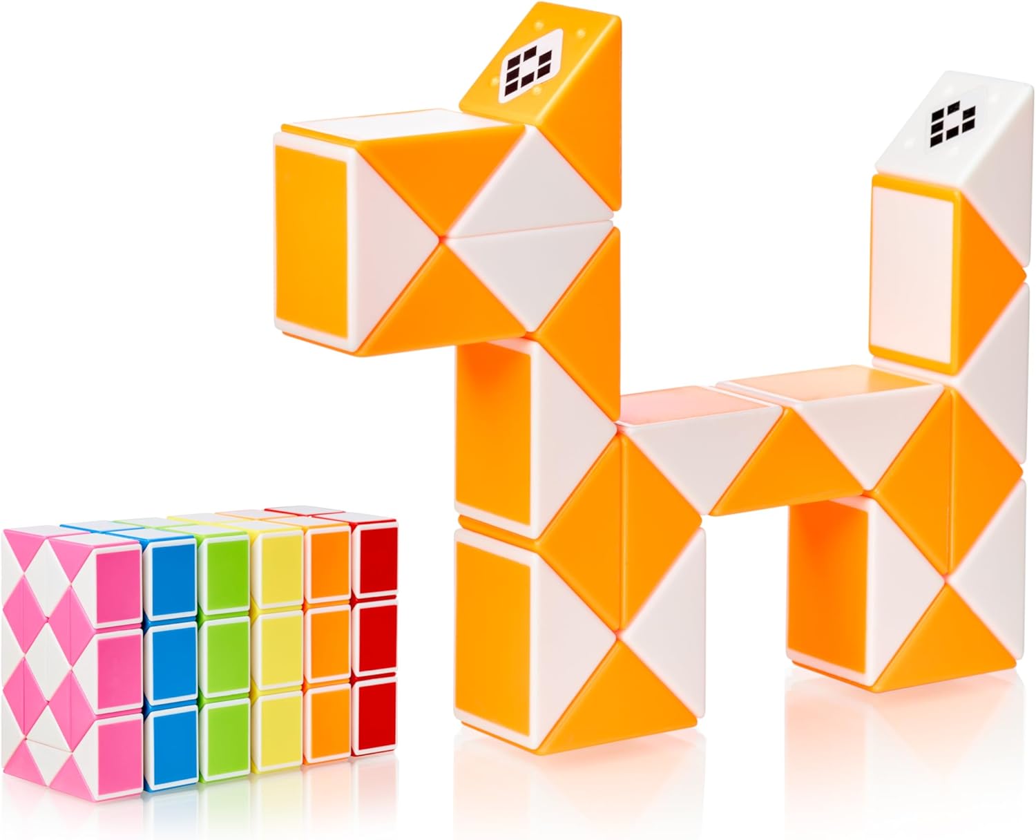 Detalle de CUBIDI® Original Magic Snake – 24 Blöcke in Orange: Knobelspiel ohne Elektronik für Kinder & Erwachsene