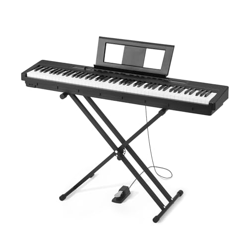 Thumbnail 8 de VEVOR Pianoforte Digitale a 88 Tasti con Supporto a X, 280 Toni, 260 Ritmi, Registrazione — Nero