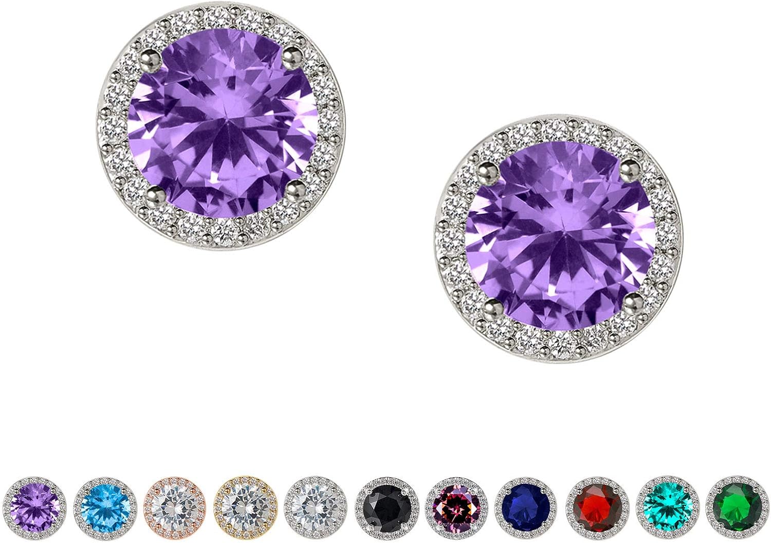 Detalle de SWEETV Cubic Zirconia Stud Earrings 8mm