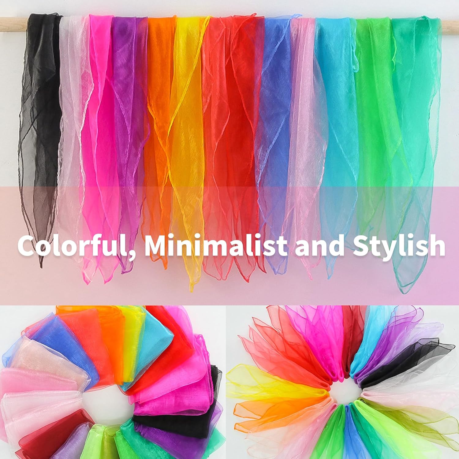 Thumbnail 3 de Xynovate 22 Stück Jongliertücher – 60 × 60 cm, 22 Farben, Chiffon für Tanz, Jonglieren & Sensorisches Training