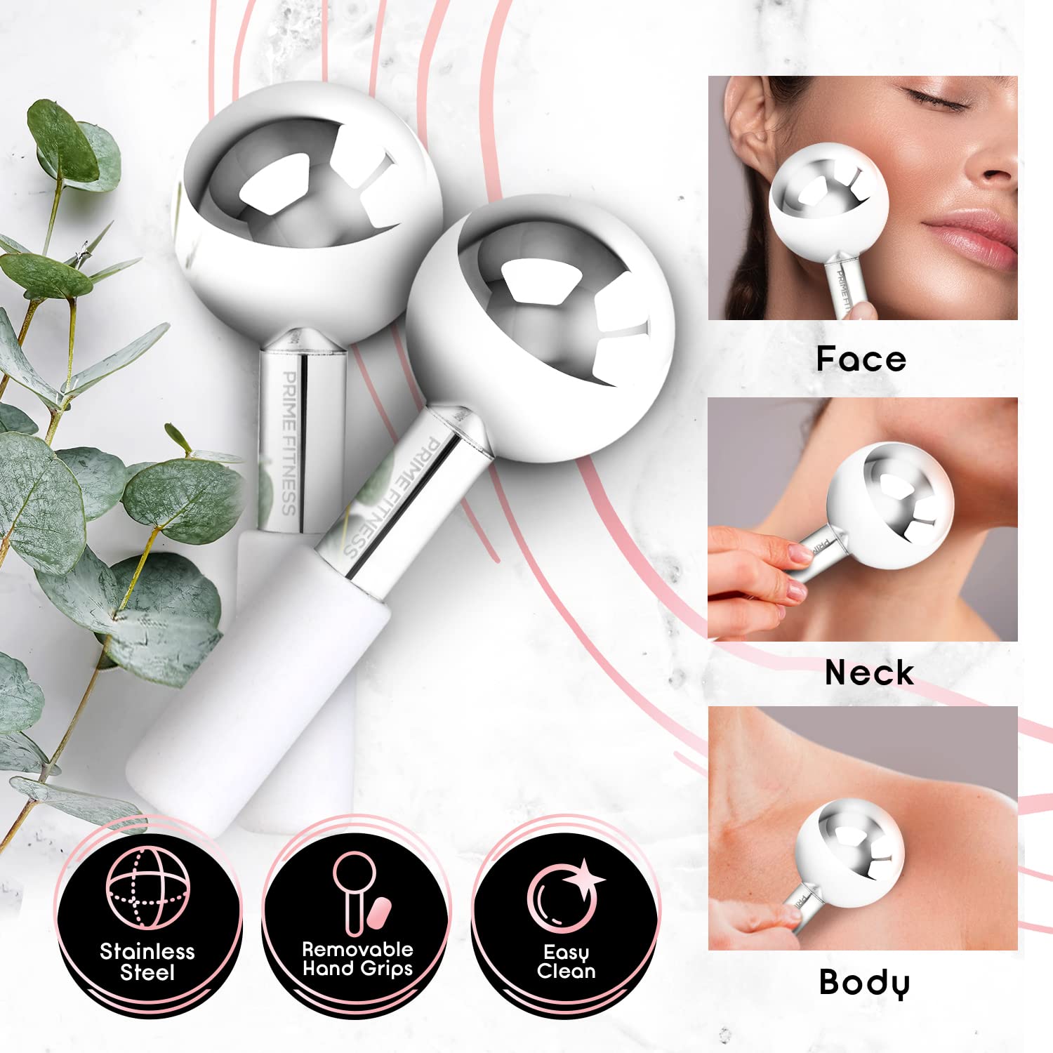 Detalle 2 de Ice Globes for Facials Unbreakable Steel Roller