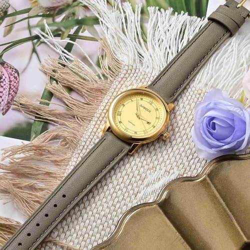 Detalle 2 de ANBEER 20mm cinturino piatto in vera pelle con fibbia oro rosa – sostituzione rapida e stile senza tempo