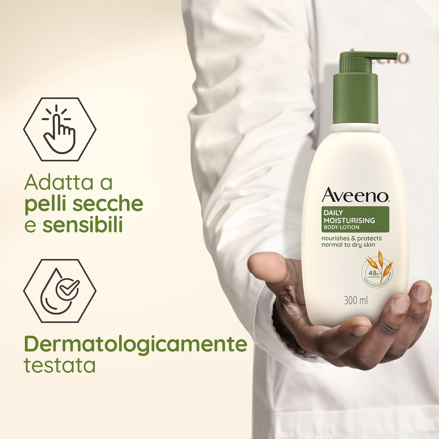 Thumbnail 3 de Aveeno Daily Moisturising Lozione Corpo con Avena Colloidale Prebiotica, senza profumo, 300 ml