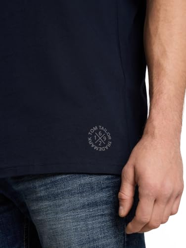 Detalle 1 de TOM TAILOR Herren Crewneck T-Shirt im Doppelpack 10302 – Dark Blue, XXL