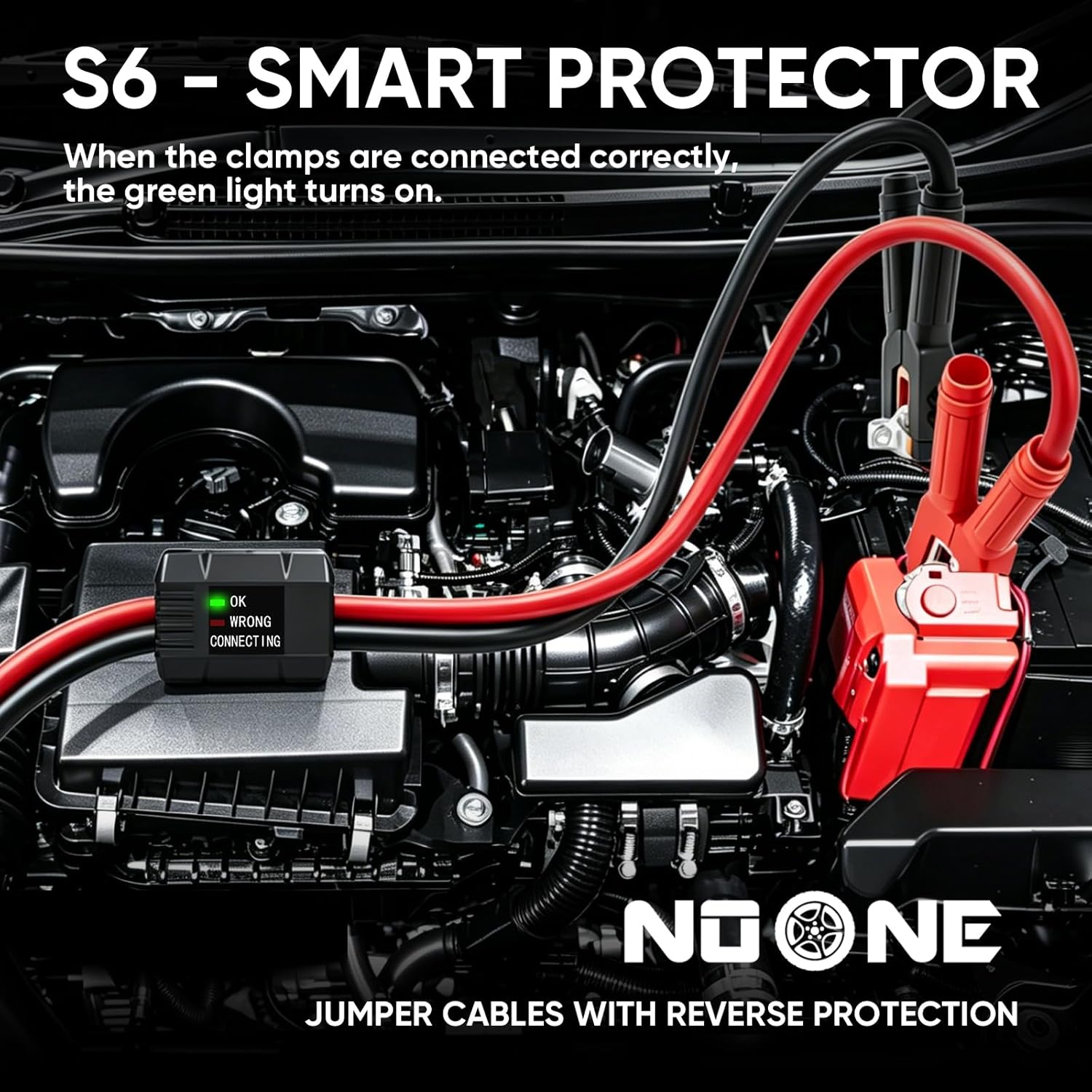 Thumbnail 2 de NOONE 0 Gauge 25FT Heavy Duty Jumper Cables (1000A) with Reverse Polarity Protection for SUVs & Trucks