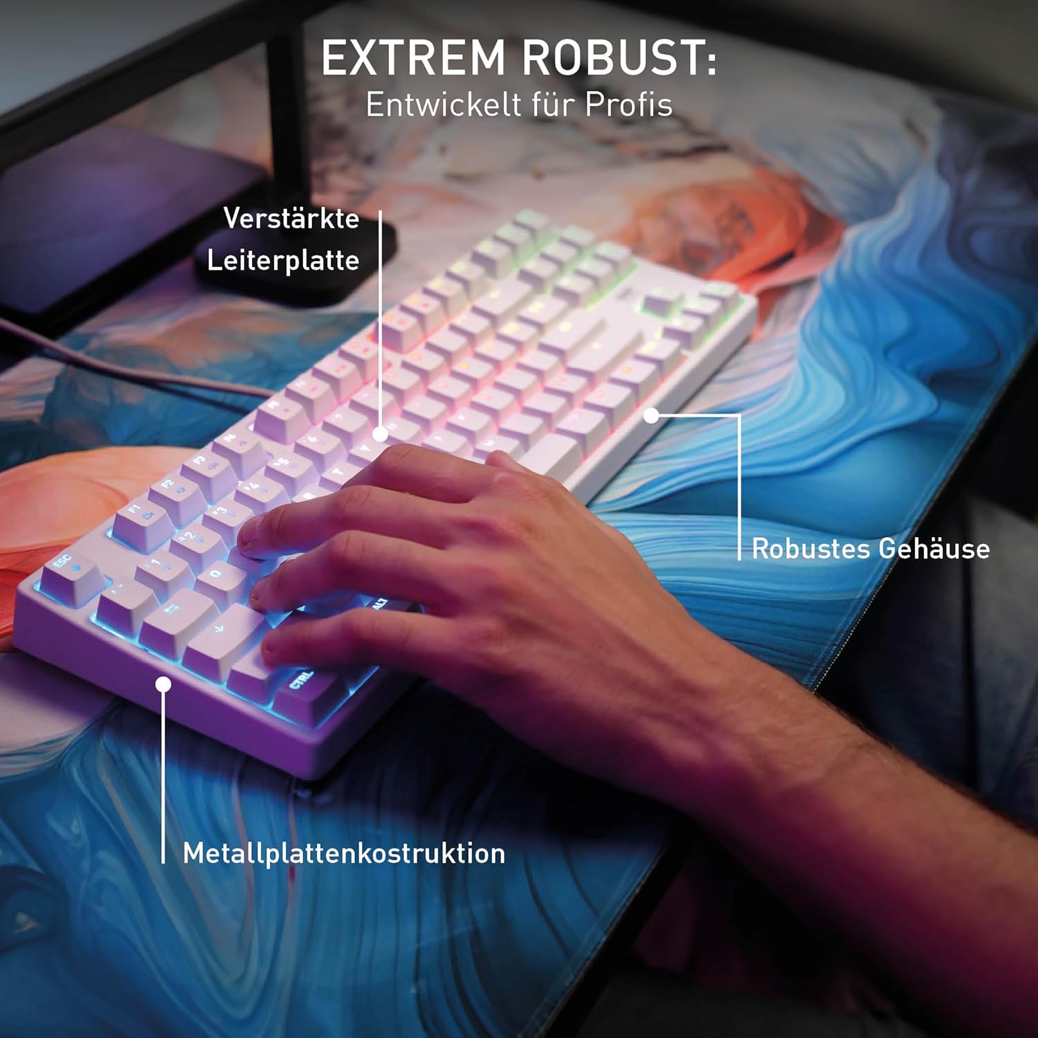 Thumbnail 3 de CHERRY XTRFY K4V2 TKL – kabelgebundene Gaming-Tastatur (QWERTZ, MX2A RED, RGB, 1000 Hz) in Weiß