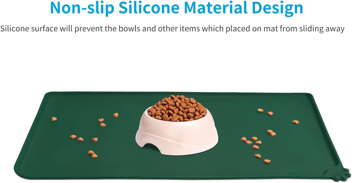 Detalle de AUDWUD Silicone Waterproof Pet Feeding Mat (47 x 30 cm) – Anti-slip Bowl Mat