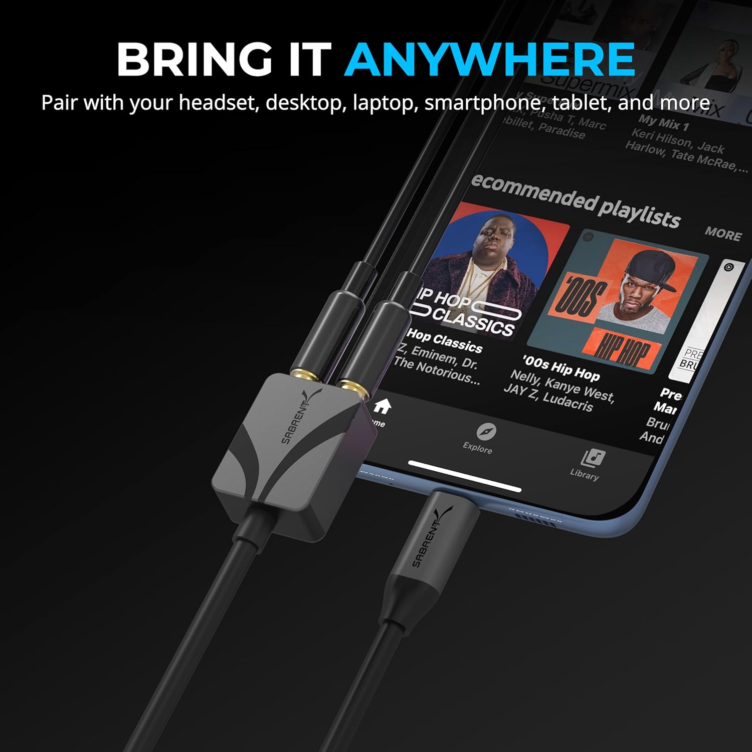 Thumbnail 3 de SABRENT USB-C to 3.5mm Audio Adapter, 24-bit