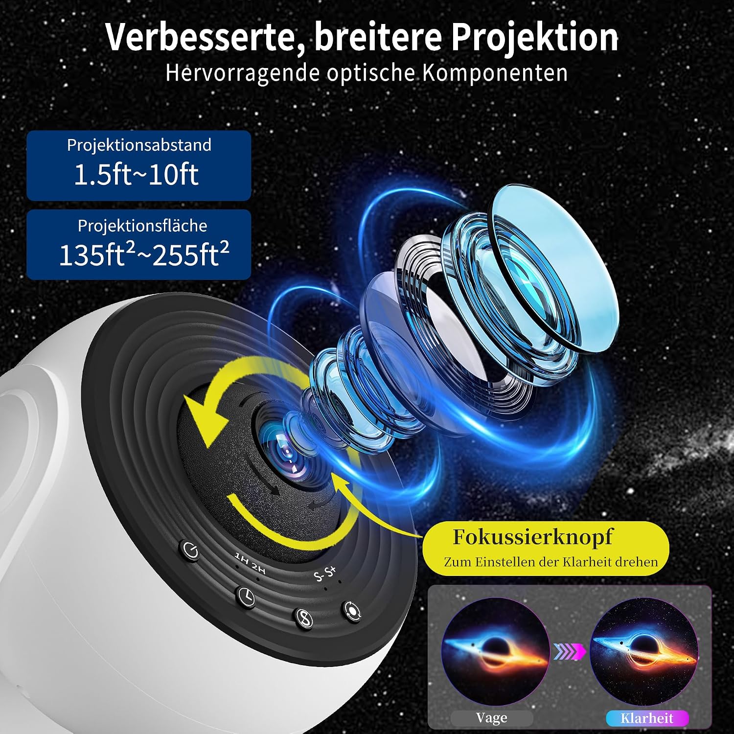 Thumbnail 4 de FlyLily Sternenhimmel Projektor 13 in 1 Galaxy Projektor – Deckenprojektor mit Timer, 360°-Drehung, USB-C, Lichtwalde für Kinder und Erwachsene