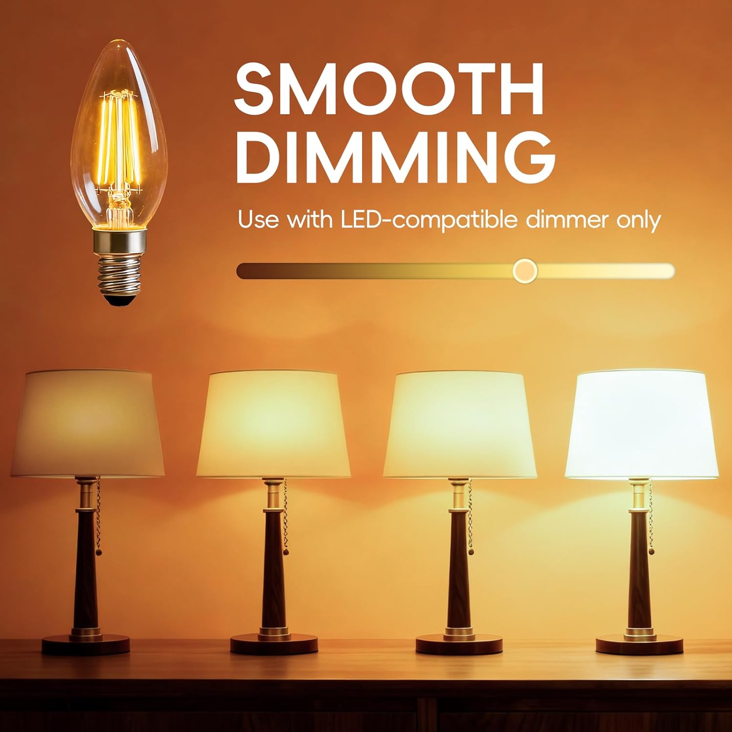 Thumbnail 4 de Levidon E14 LED Candle Bulbs Dimmable, 4W (40W Equivalent) – Pack of 6