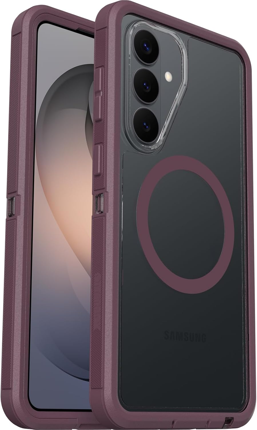 Detalle de OtterBox Defender Series XT Clear con Magneti per Samsung Galaxy S25 – 7x MIL-STD-810G, trasparente/viola