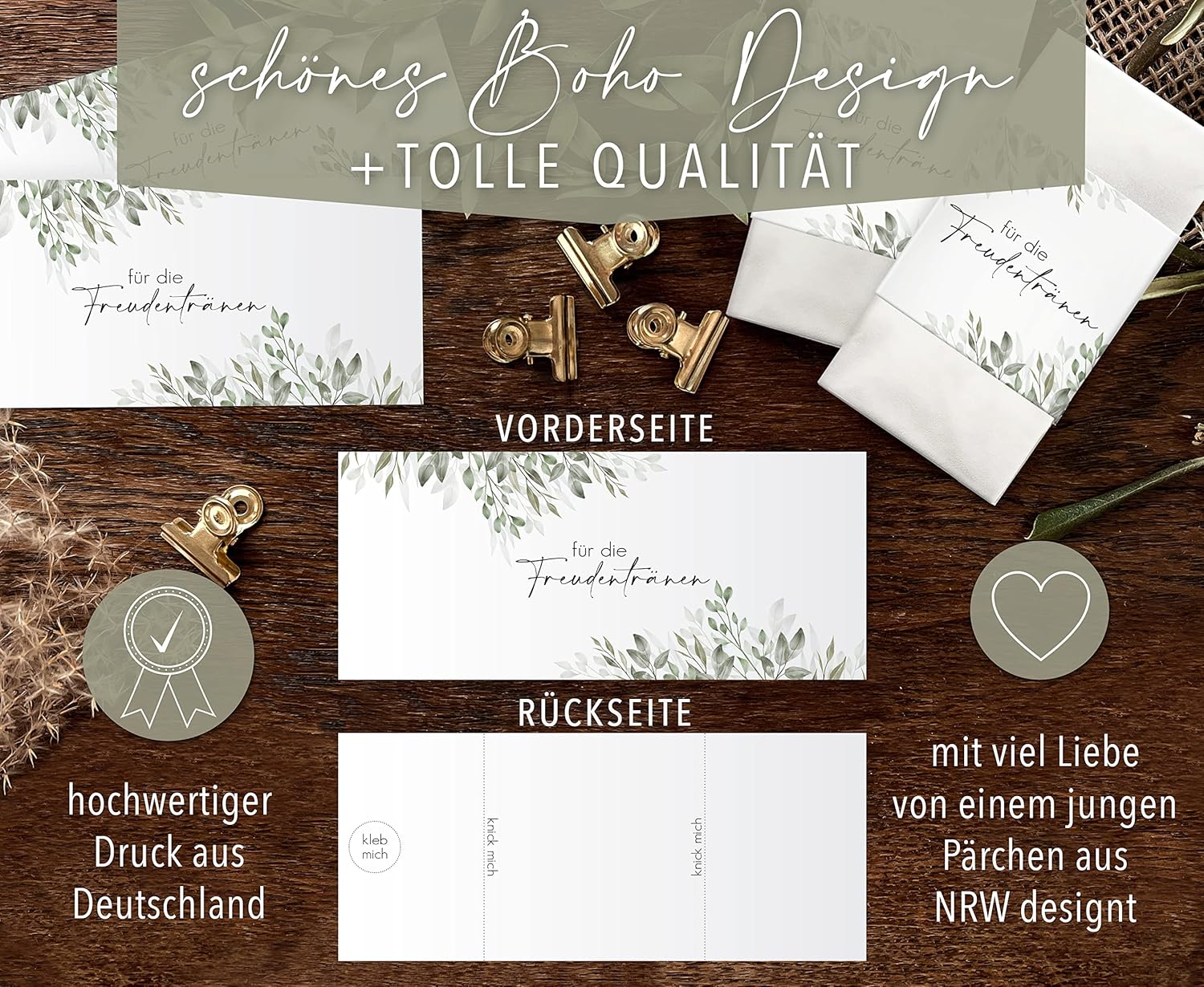 Thumbnail 3 de AirDesign Air & Love Freudentränen-Taschentücher mit Klebepunkten – 50 Stück, Blumendesign